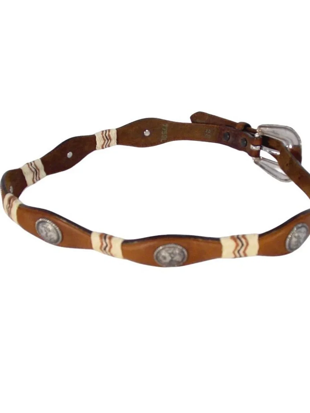 TONY LAMA Scalloped Horsehair Concho Western Belt Women's 28 - Picture 3 of 5